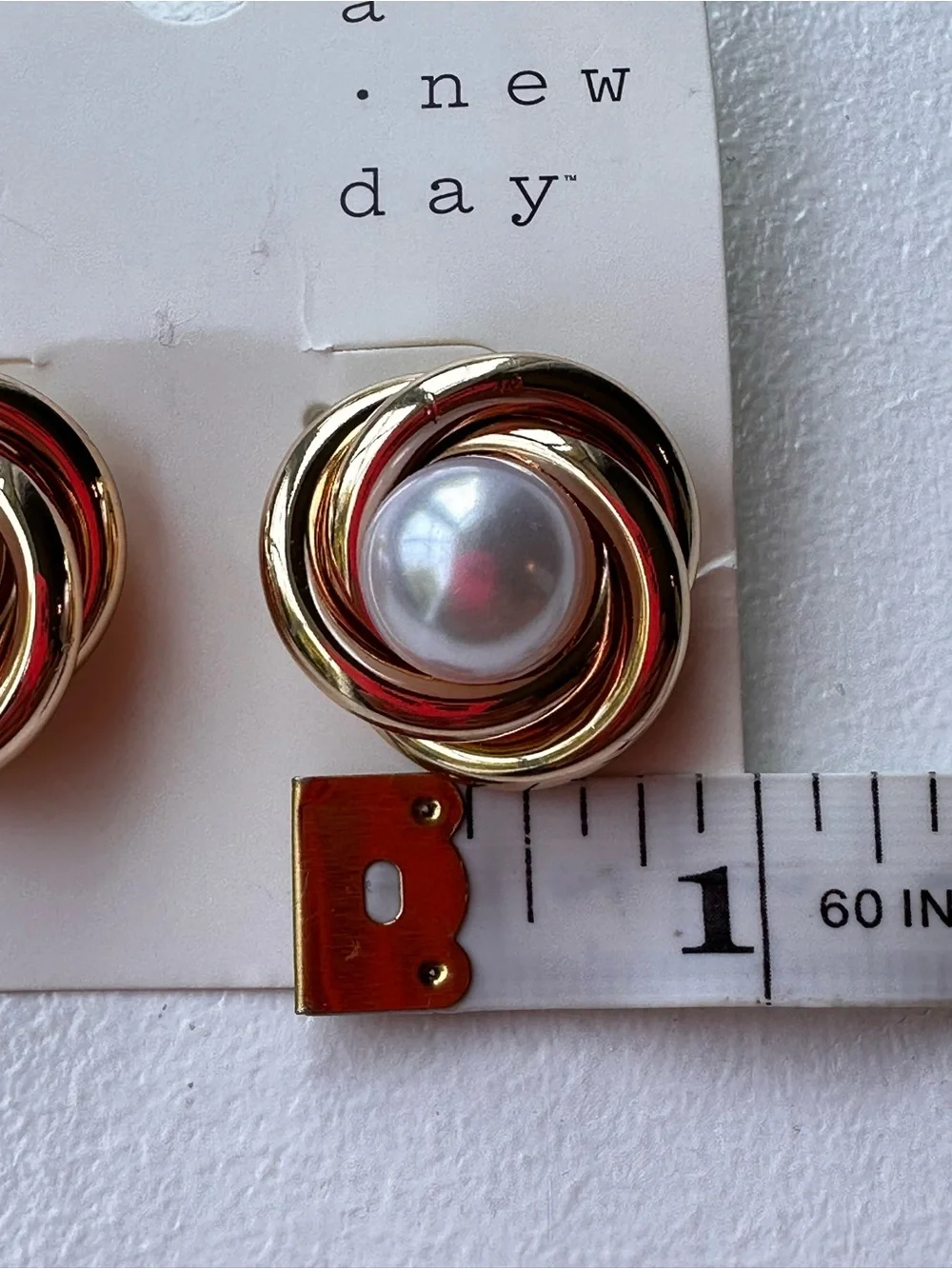 NEW A New Day Gold Pearl Button Earrings